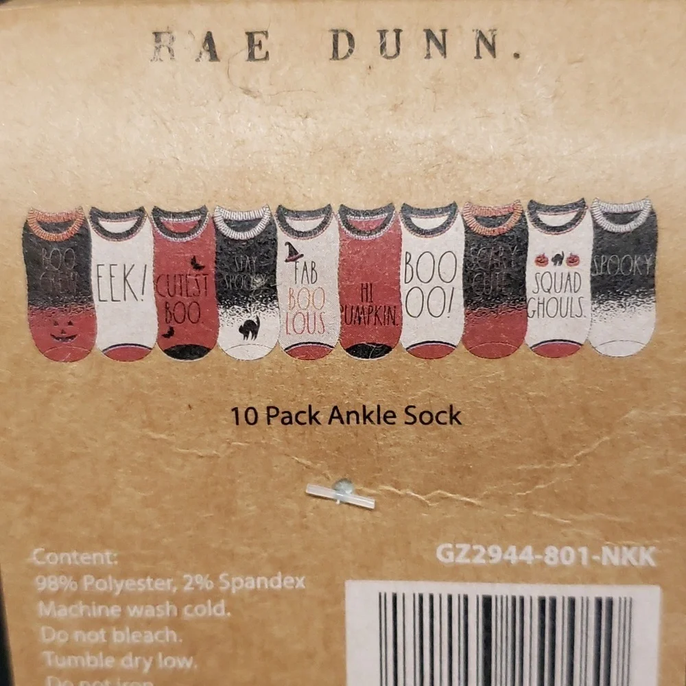 Rae Dunn 10-pack Ankle Socks, Boo Crew Pack
